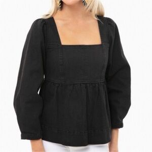 Do + Be Heyward Denim Top Black